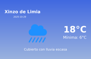 Predicción meteorológica: Xinzo de Limia, 29 de Octubre de 2025