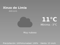 AEMET: El tiempo para Xinzo de Limia – 1 de Diciembre de 2025