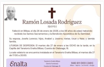 Fallece en Bilbao Ramón Losada Rodríguez, vinculado a Xinzo de Limia, a los 88 años