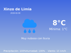 AEMET: El tiempo para Xinzo de Limia – 8 de Febrero de 2026